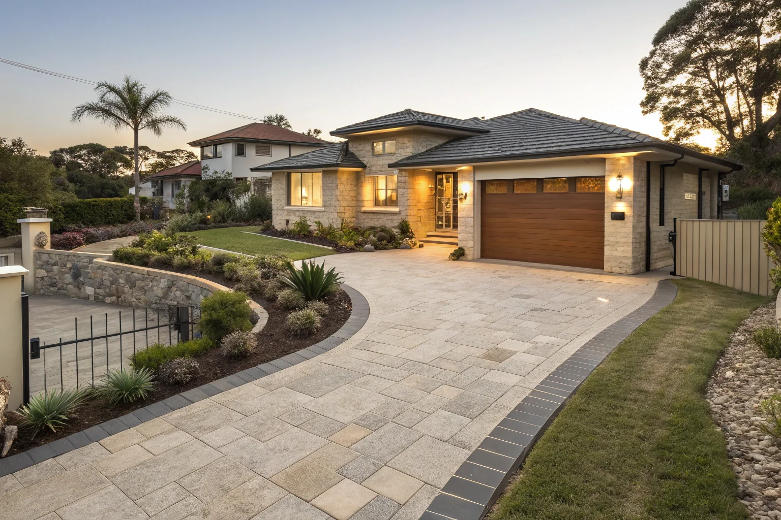 Freshly completed Australian residential driveway property